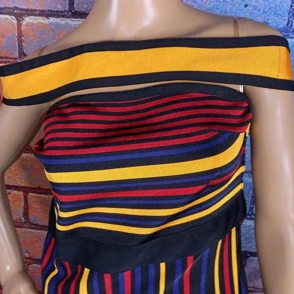 Fashion Nova Dress Midi Small Multicolor Large Open Back Stripe - Picture 3 of 8